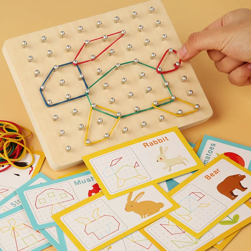 Wooden Geometric Pegboard for Kids