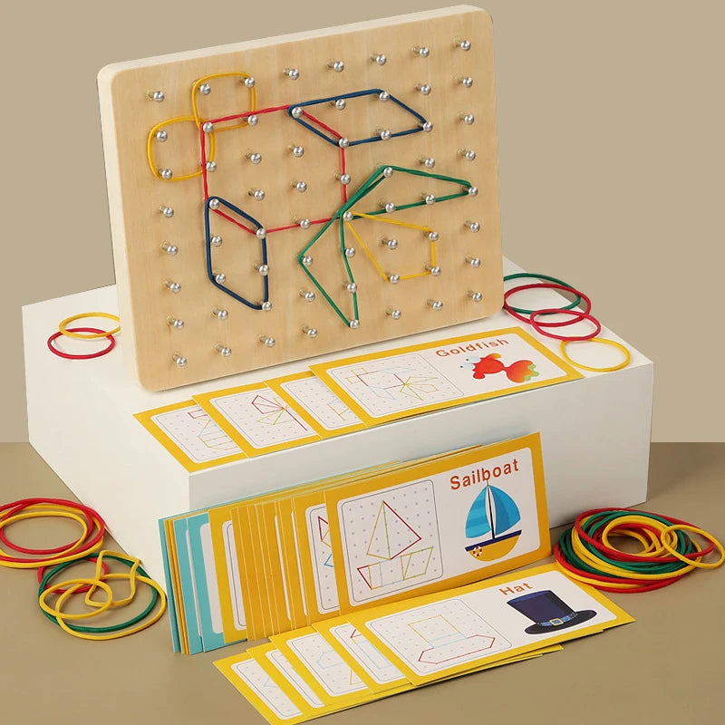 Wooden Geometric Pegboard for Kids